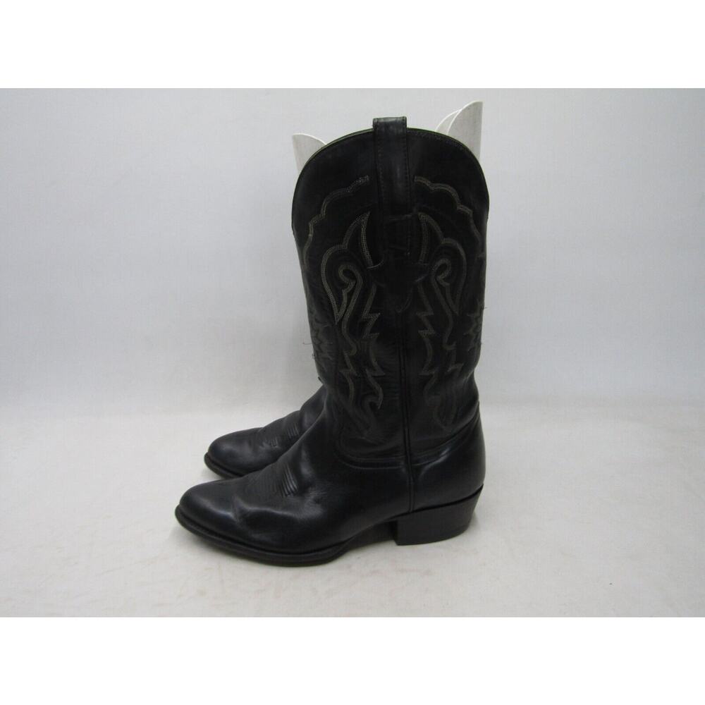 El General Mens 9 D Black Leather Cowboy Western Boots